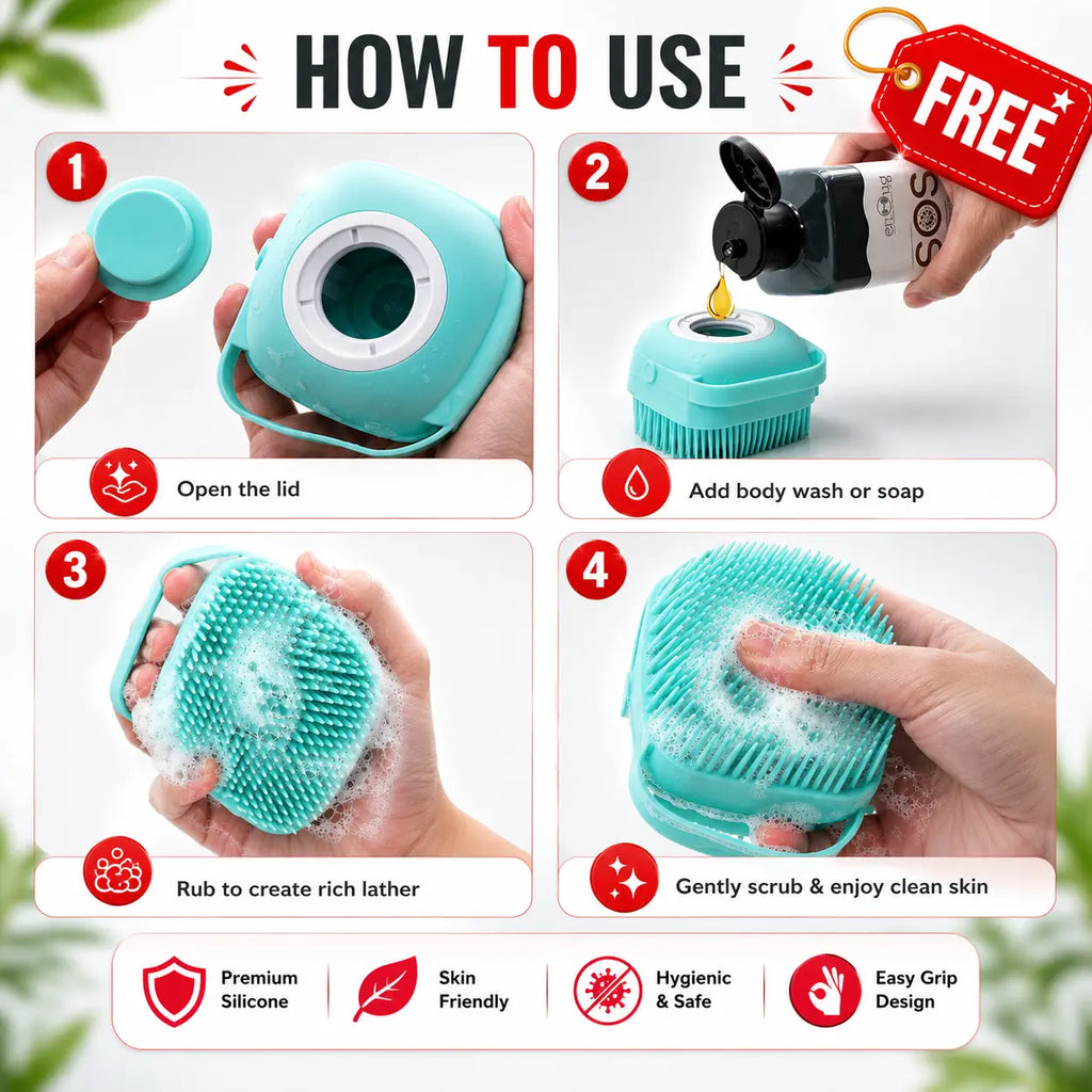 2-in-1 Body Bath Scrubber Belt | Deep Exfoliating Back Cleaner | (Body Back Scrubber Free)