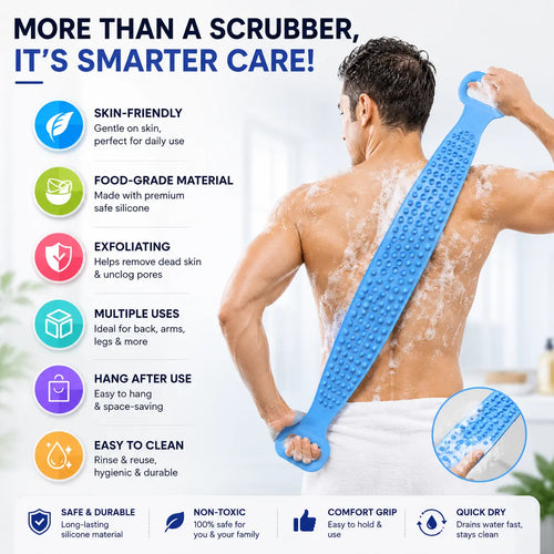 2-in-1 Body Bath Scrubber Belt | Deep Exfoliating Back Cleaner | (Body Back Scrubber Free)