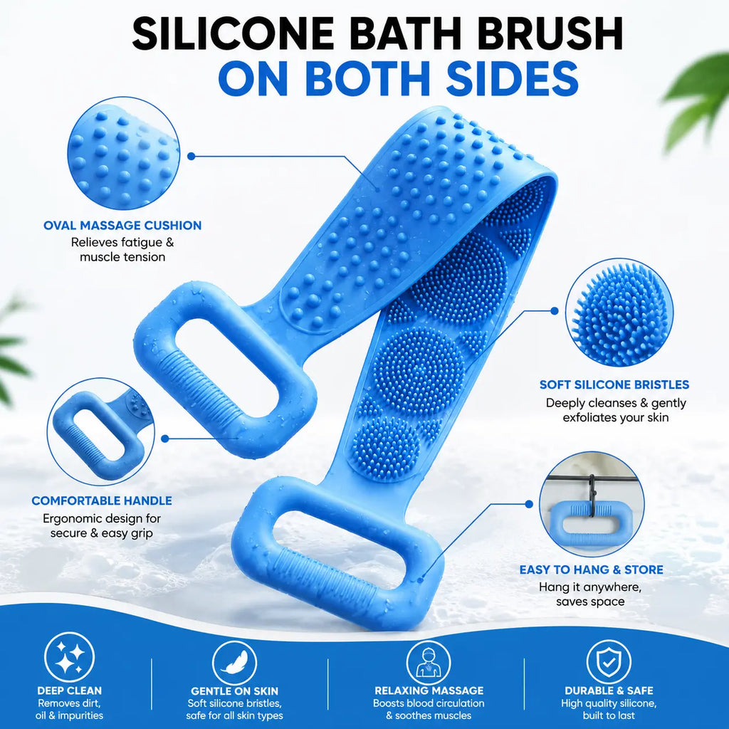 2-in-1 Body Bath Scrubber Belt | Deep Exfoliating Back Cleaner | (Body Back Scrubber Free)
